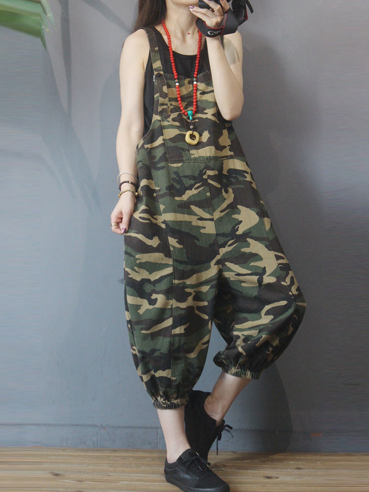 Camouflage Cotton Dungaree - Relaxed Harem Fit