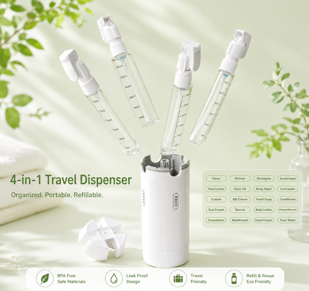‚úàÔ∏èTravel Sized 4-in-1 Portable Storage Bottle: Your All-in-One Travel Solution