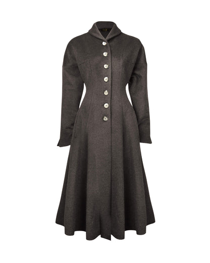 1950s Couture Long Coat - Mocha