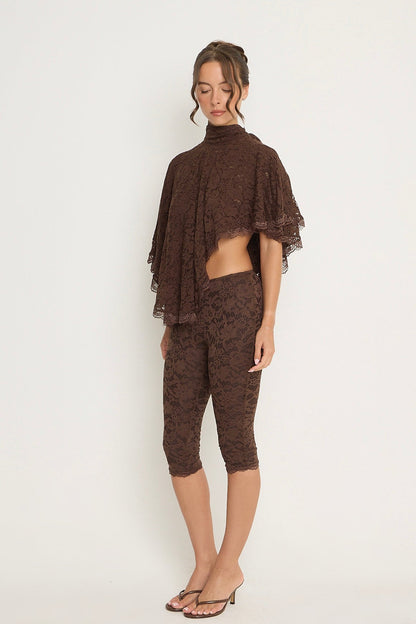 Sophia Lace Capris | Brown