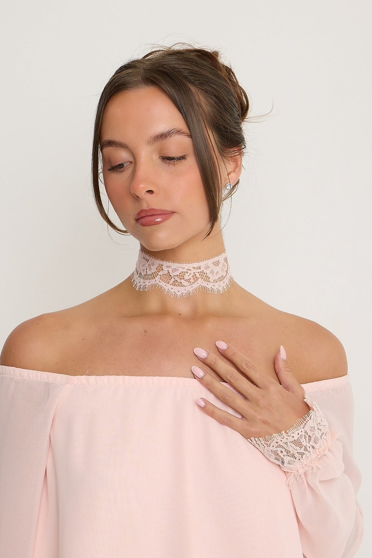 Bella Lace Top & Choker | Pink