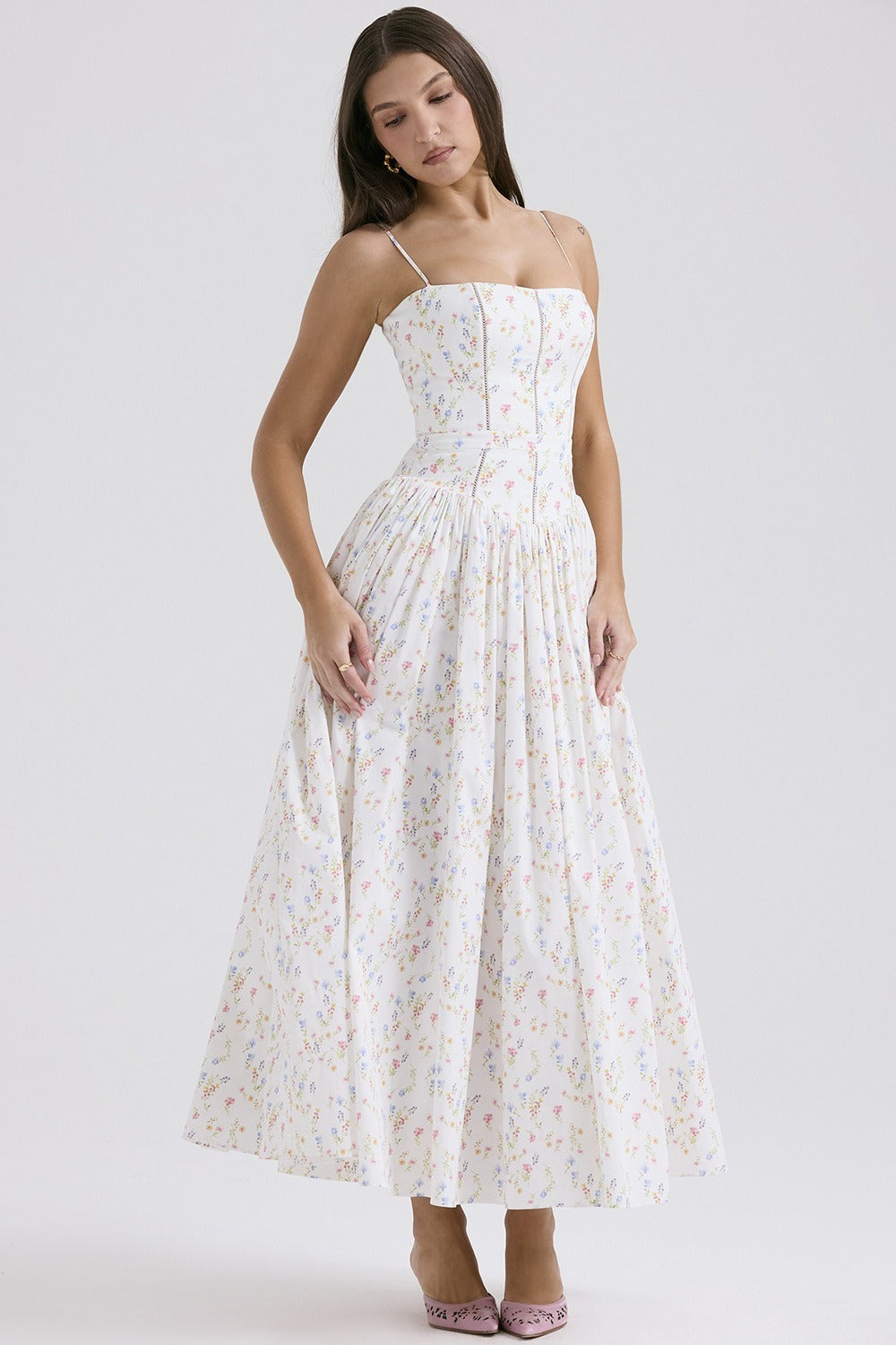 Sexy Floral Cami Bodycon Maxi Dress