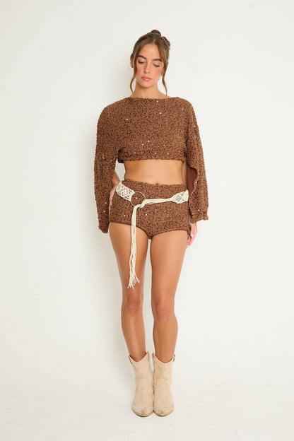 Sadie Boucle Shorts | Brown