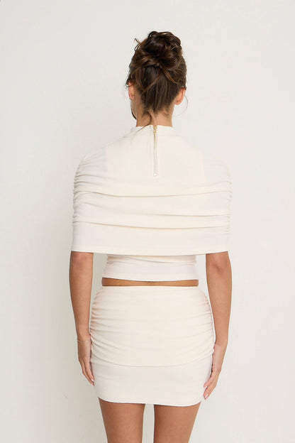Lydia Ruched Sleeve Top | Cream