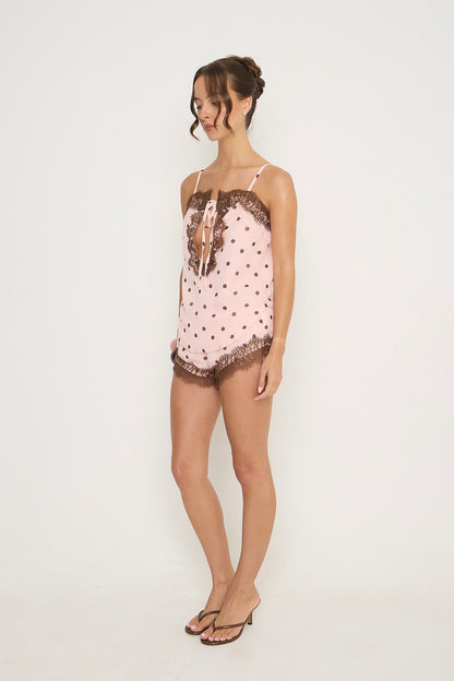 Gigi Lace Shorts | Pink Polka Dot