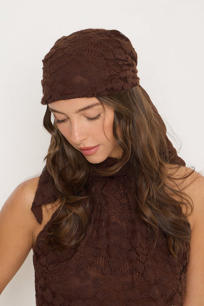 Sydney Lace Halter Top | Brown
