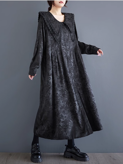 Women’s Lightweight Trench  Blackish Button Style A-Line Dress