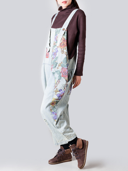 Loose Fit Denim Overall Jumpsuit - Wide-Leg Comfort | Eva Trends