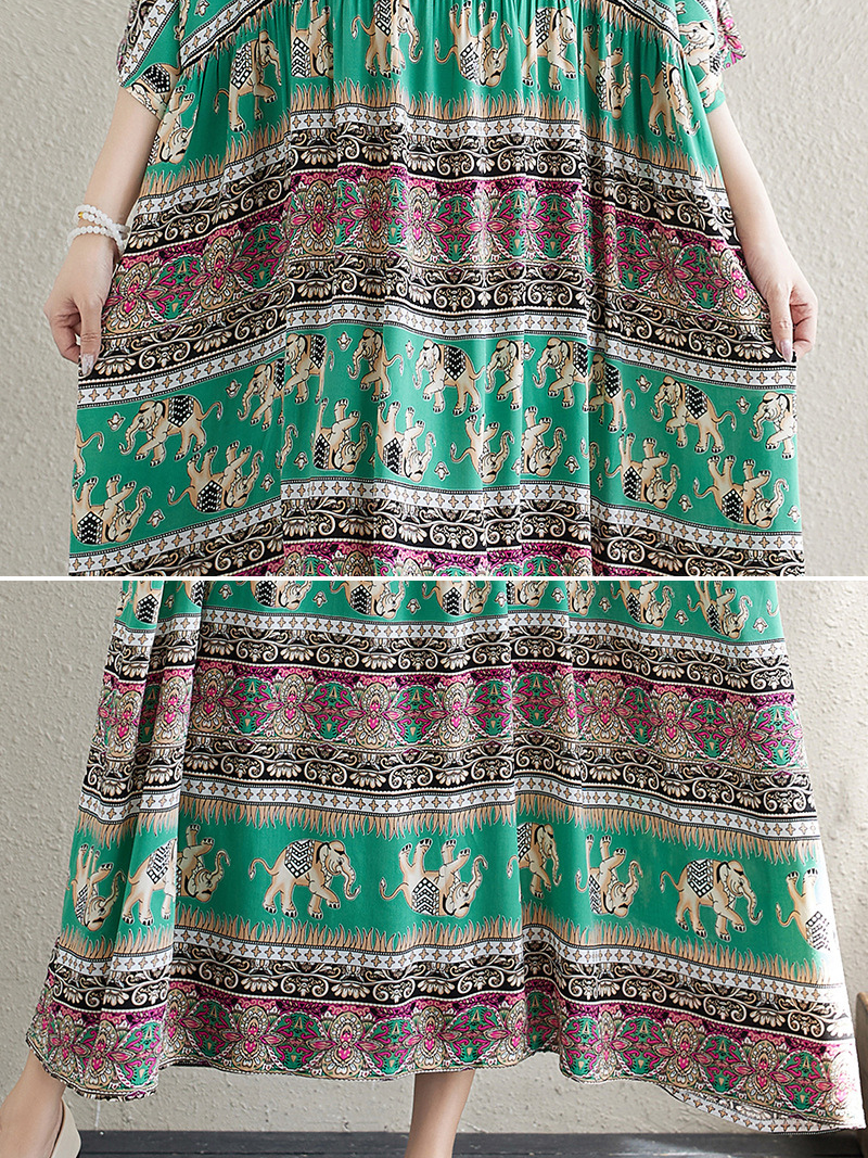 Women's Printed High Waist Smock Dress with Pockets | Eva Trends