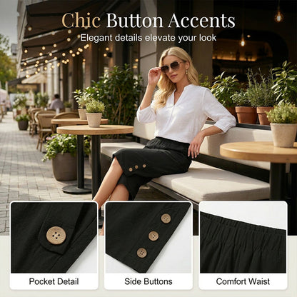 ‚ú® Women's Elastic Waist Capri Pants ‚Äì Comfort Fit, Casual, Easy Pull-On üåø