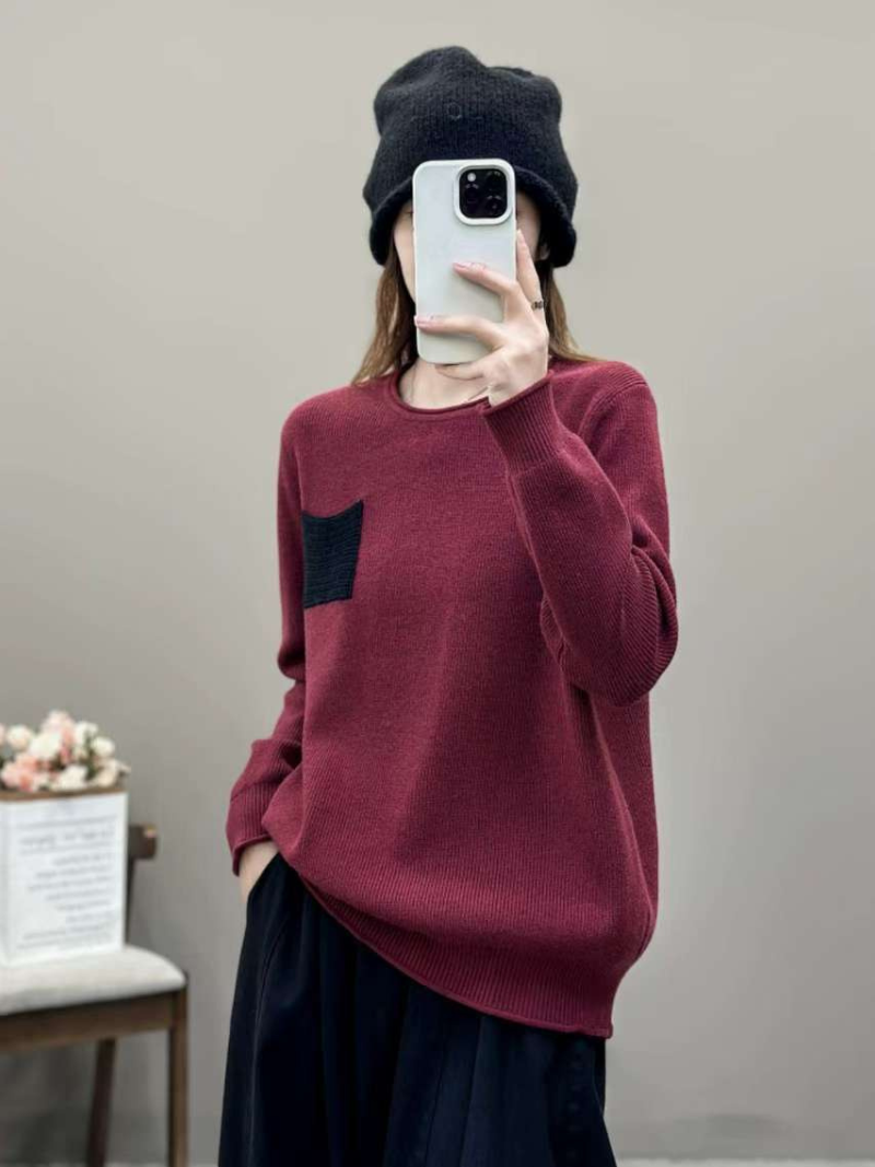 Women's Modern & Trendy Crew Neck Floral Color Sweater