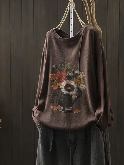Trendy Women's Crew Neck Cotton Sweater | Eva Trends
