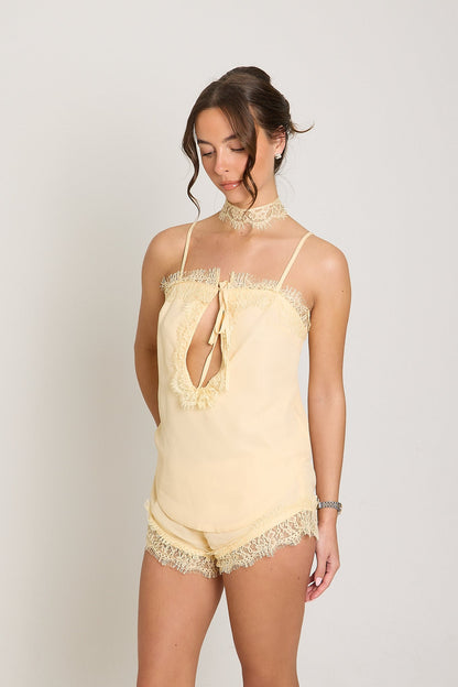 Gigi Lace Top & Choker | Butter Yellow