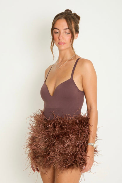 Feather Skirt | Brown