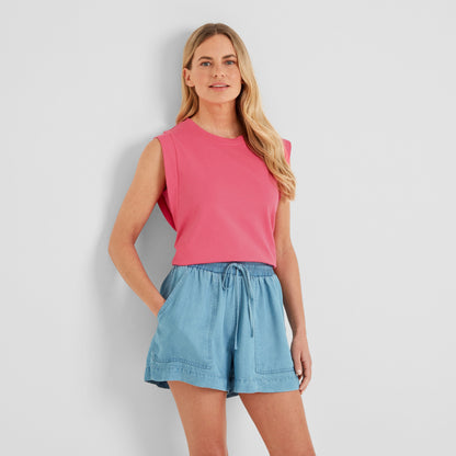 April Womens 100% Cotton Supersoft Boxy Fit Vest - Pink Flambe