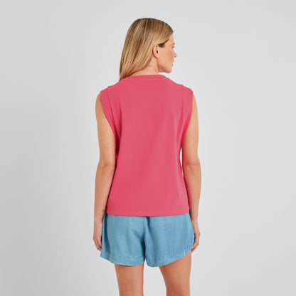 April Womens 100% Cotton Supersoft Boxy Fit Vest - Pink Flambe