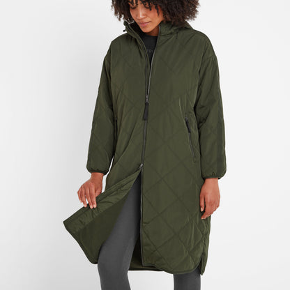 Banton Womens Oversized Shower Resistant Insulated Jacket - Dark Green
