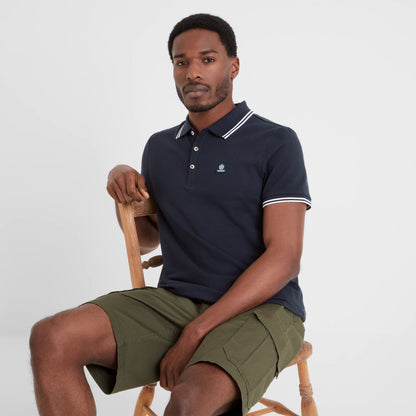 Biston Mens 100% Cotton Pique Polo Shirt - Dark Indigo