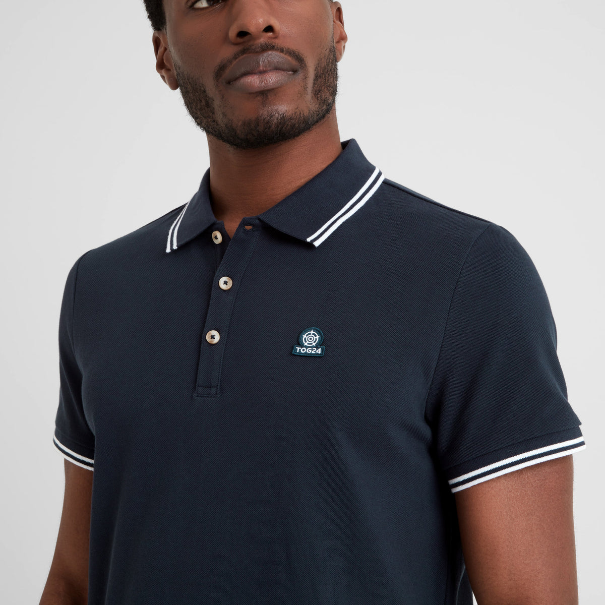 Biston Mens 100% Cotton Pique Polo Shirt - Dark Indigo