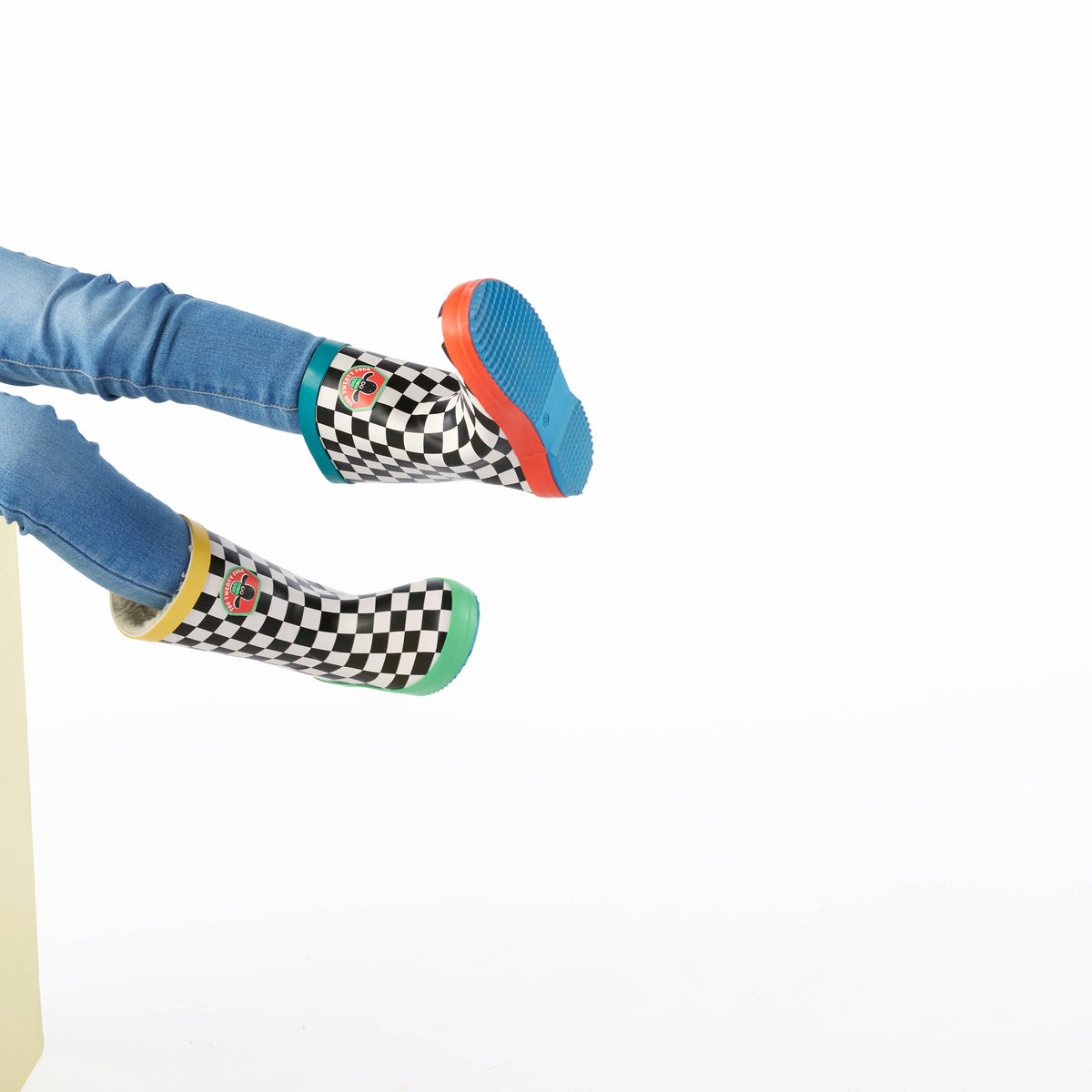Border Kids Shaun the Sheep Wellies - Black White Checkerboard