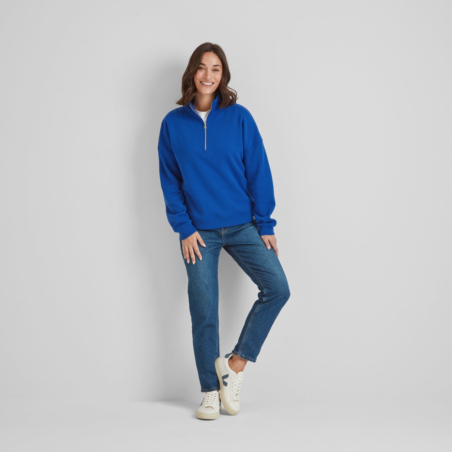 Caldene Womens Supersoft Quarter Zip Sweat - Ultra Marine Blue