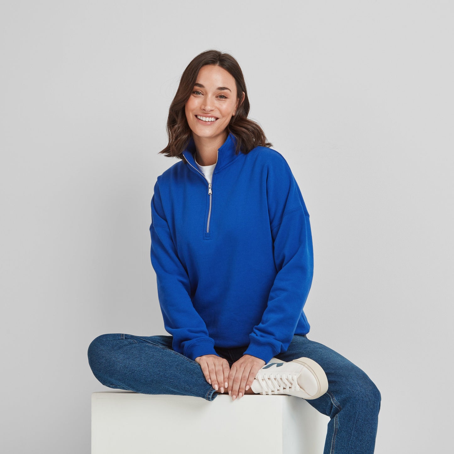Caldene Womens Supersoft Quarter Zip Sweat - Ultra Marine Blue