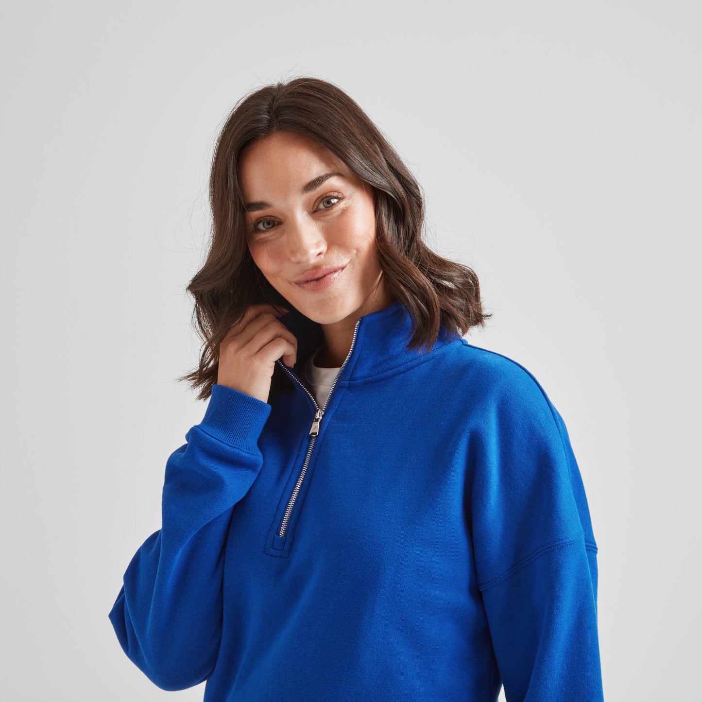 Caldene Womens Supersoft Quarter Zip Sweat - Ultra Marine Blue