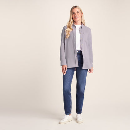 Caswell Womens Long Sleeve Cotton Herringbone Shirt - Lavender Grey
