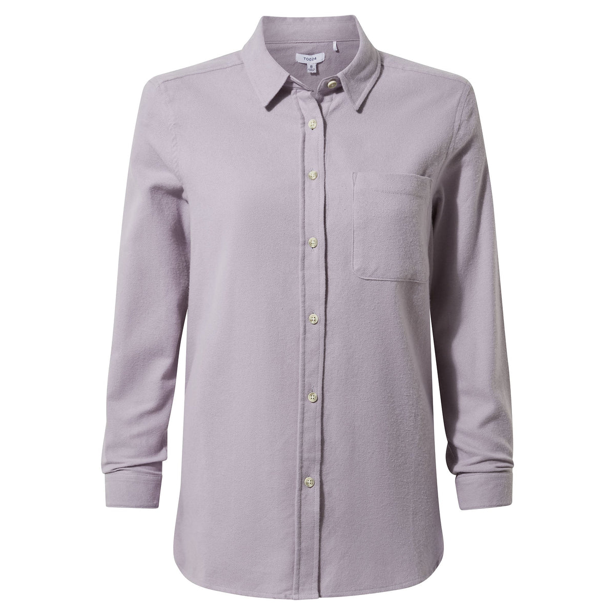 Caswell Womens Long Sleeve Cotton Herringbone Shirt - Lavender Grey