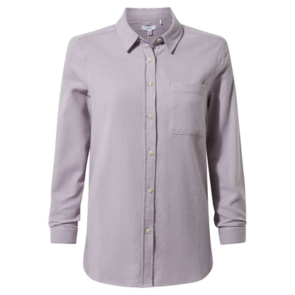Caswell Womens Long Sleeve Cotton Herringbone Shirt - Lavender Grey