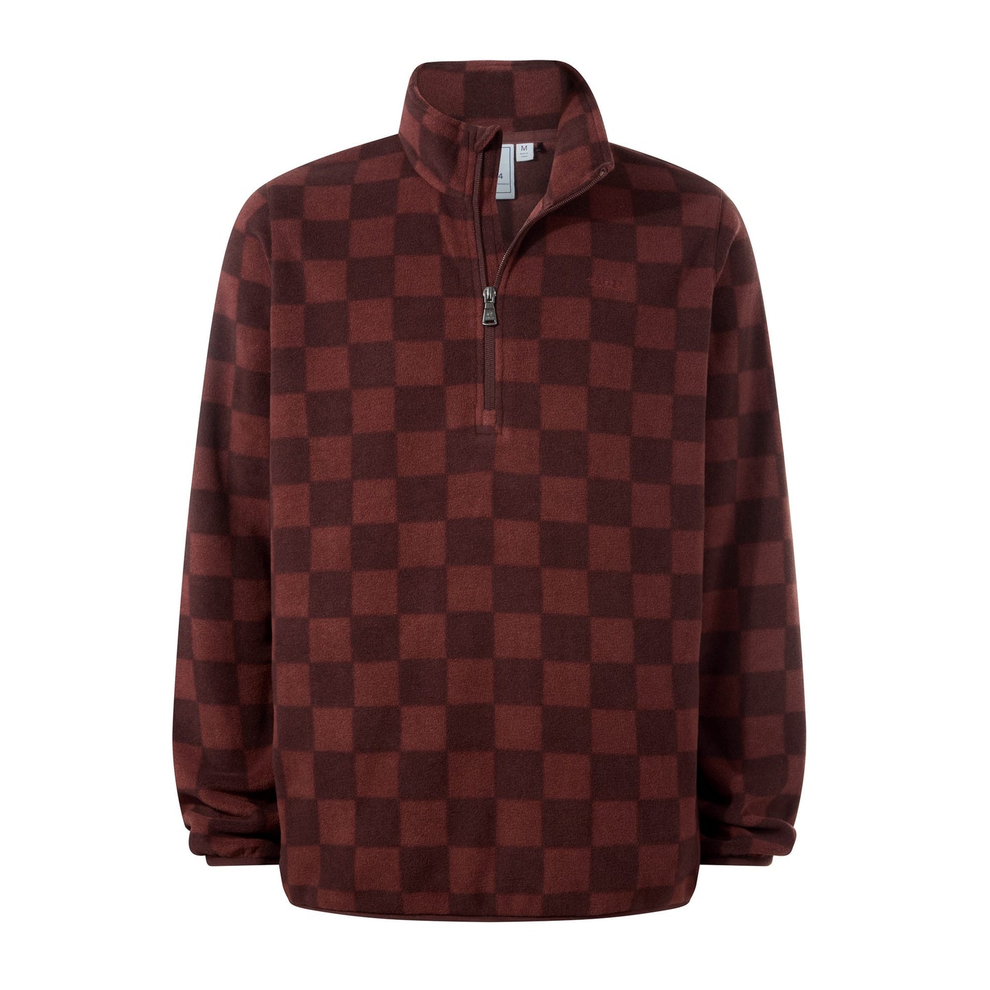 Charlton Mens Printed Midweight Microfleece Half Zip - Brown Checkerboard