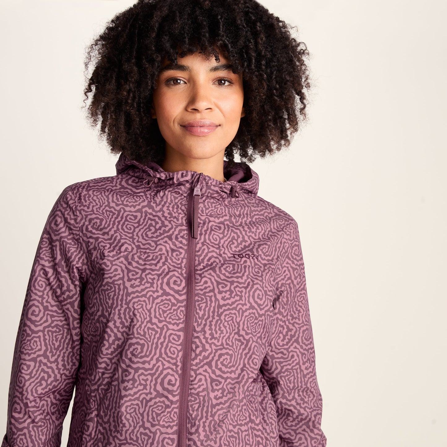 Craven Womens Waterproof Packaway Jacket - Black/Raspberry Wiggle Print