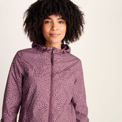 Craven Womens Waterproof Packaway Jacket - Black/Raspberry Wiggle Print
