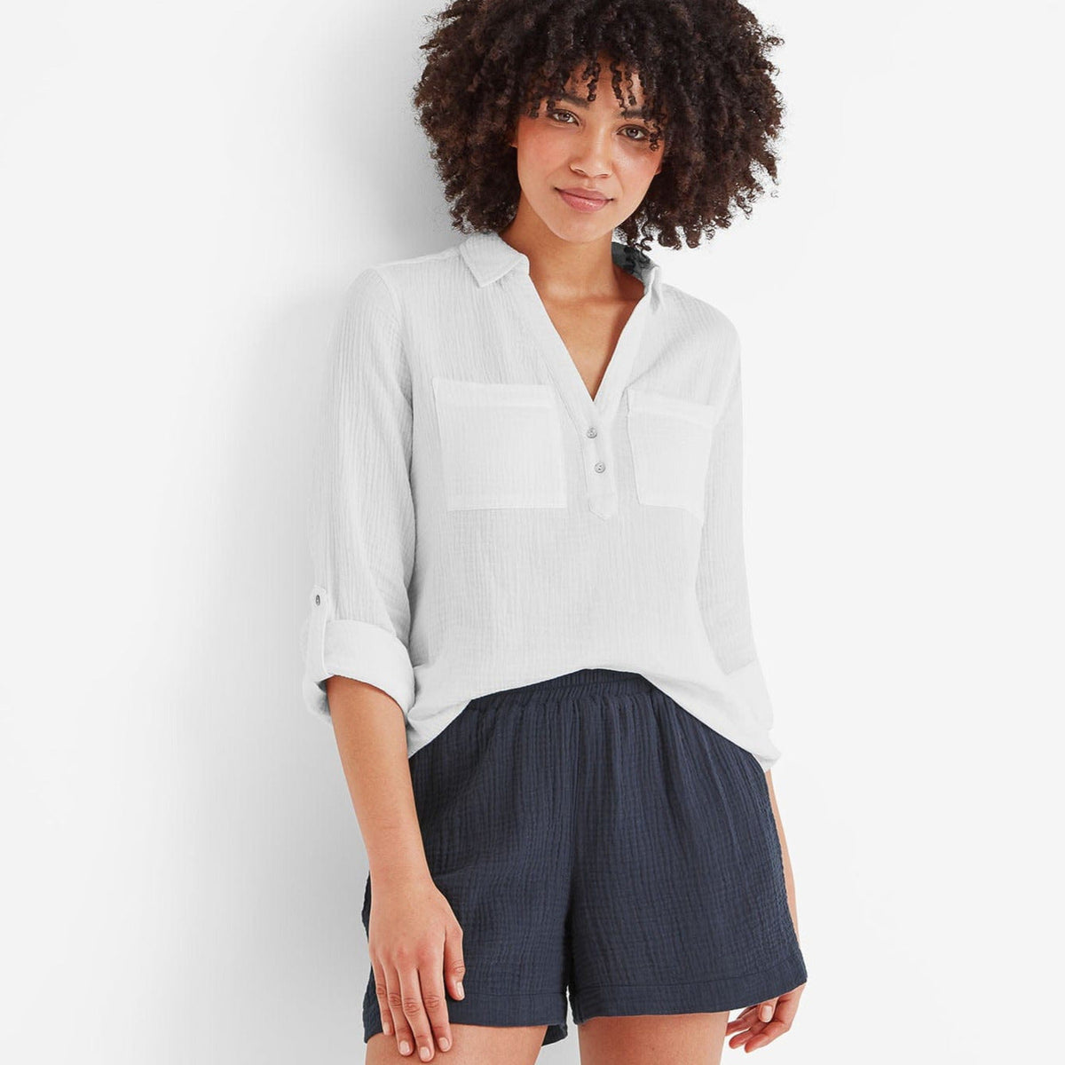 Cruise Womens Long Sleeve 100% Cotton Shirt - Optic White