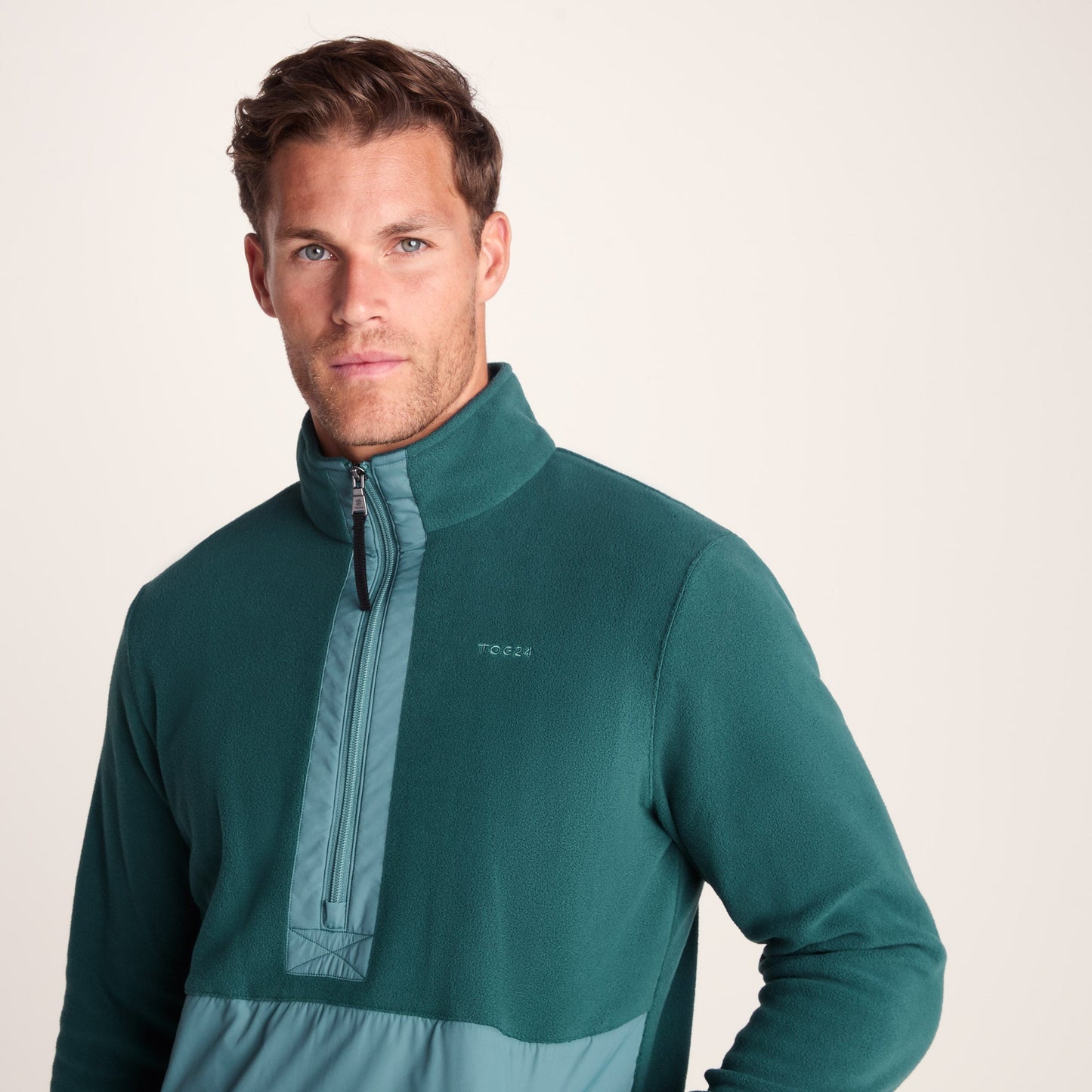 Dowson Mens Relaxed Fit Microfleece Zip Neck - Hydro Blue/Dark Turquoise