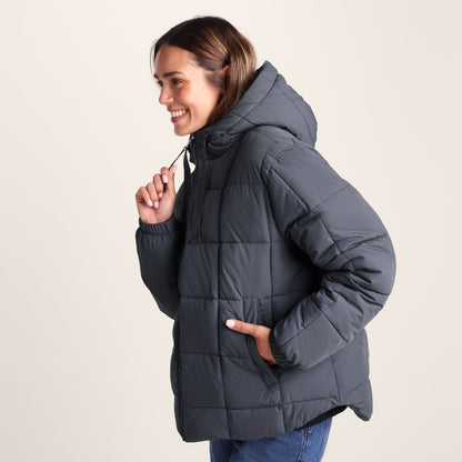 Else Womens Oversized Shower Resistant Heavy Padded Jacket - Washed Blue
