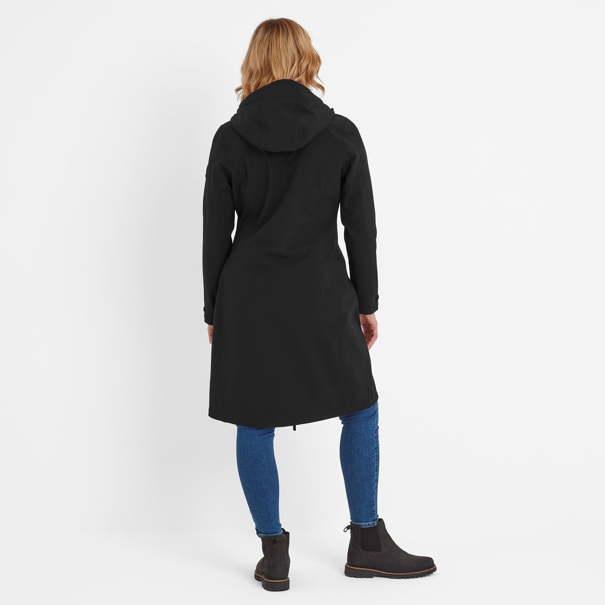 Enya Womens Longline Waterproof Softshell Jacket - Black