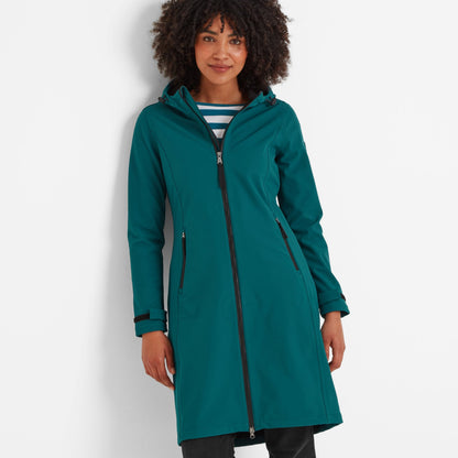 Enya Womens Longline Waterproof Softshell Jacket - Deep Teal