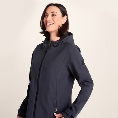 Enya Womens Longline Waterproof Softshell Jacket - Dark Indigo