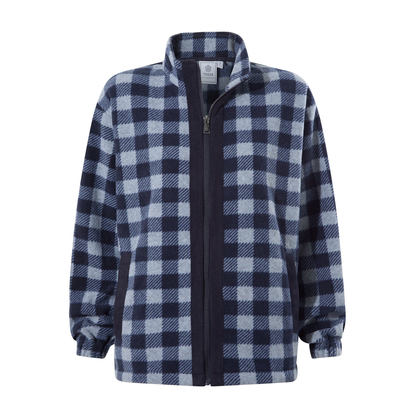 Firan Womens Fleece Jacket - Grey Melange/Navy Gingham