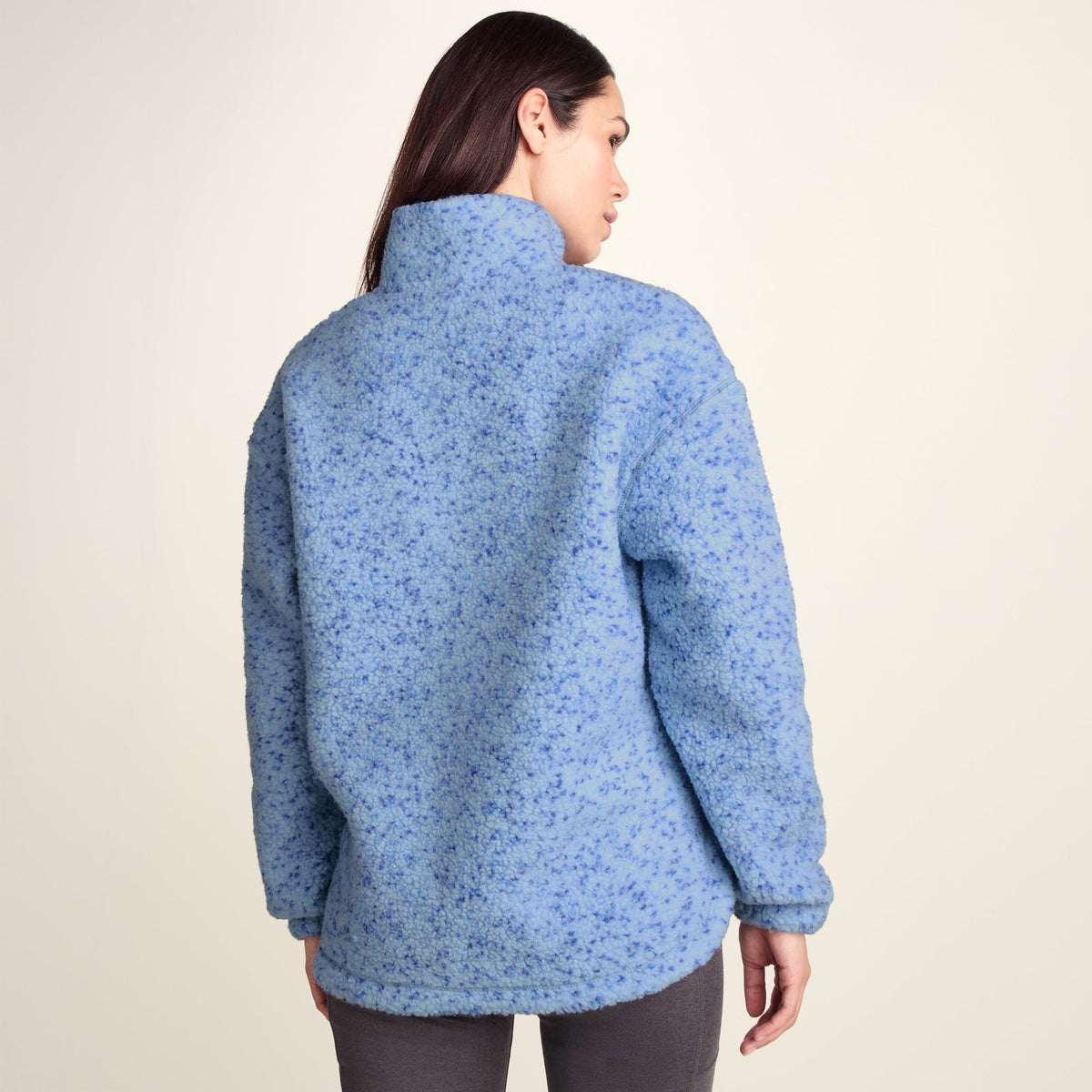 Flossie Womens Sherpa Zip Neck Fleece - Powder Blue Nep
