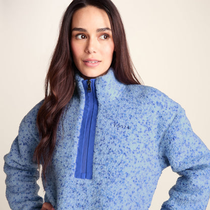 Flossie Womens Sherpa Zip Neck Fleece - Powder Blue Nep