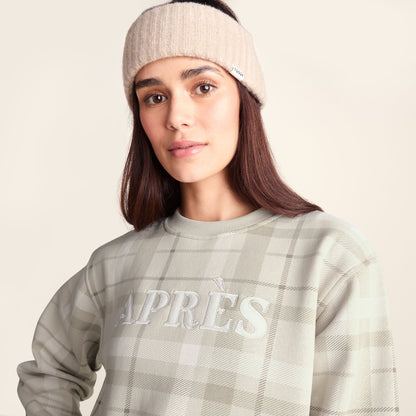 Gina Mens Supersoft Check Print Crew Neck Sweatshirt - Simply Taupe Check