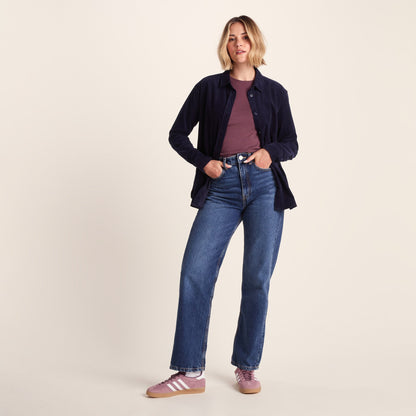 Harby Womens Long Sleeve Lightweight Corduroy Shirt - Oxford Blue