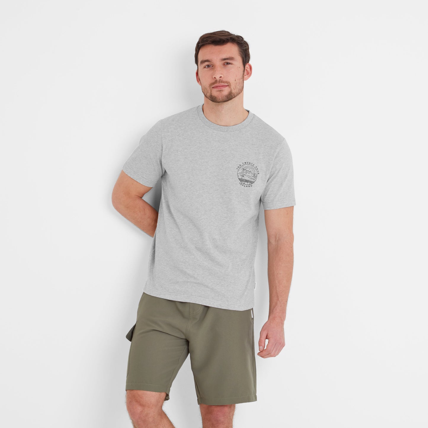 Ireland Mens 100% Cotton T-Shirt - Light Grey Marl