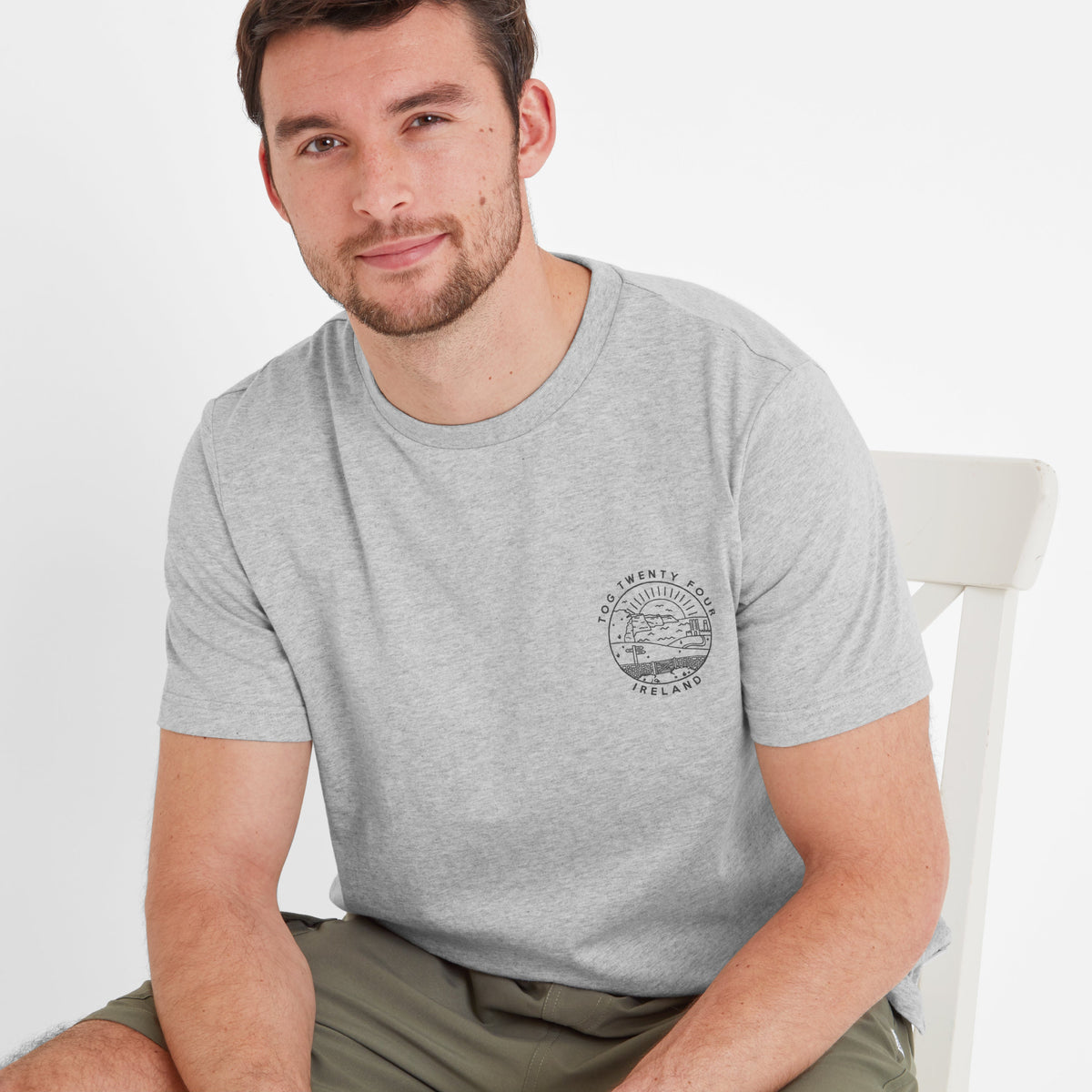 Ireland Mens 100% Cotton T-Shirt - Light Grey Marl