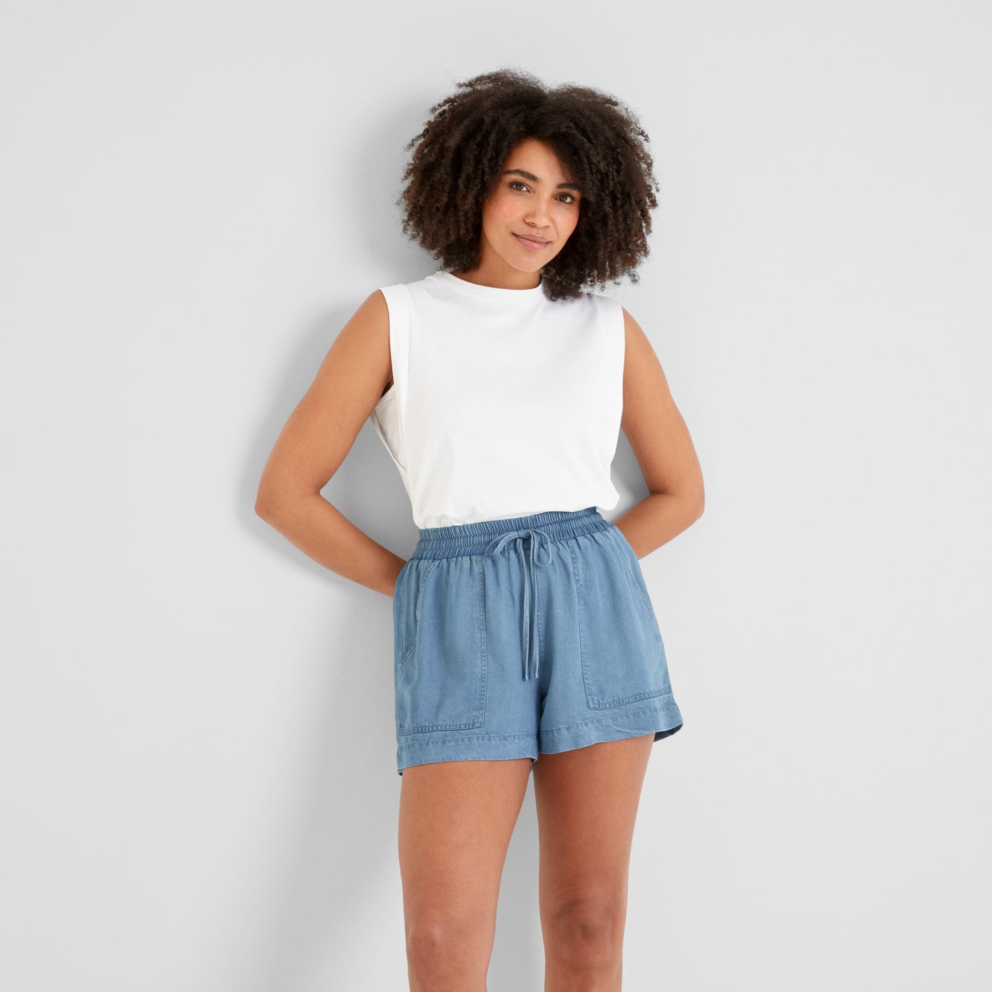 Jessica Womens Tencel Lyocel Shorts - Faded Indigo