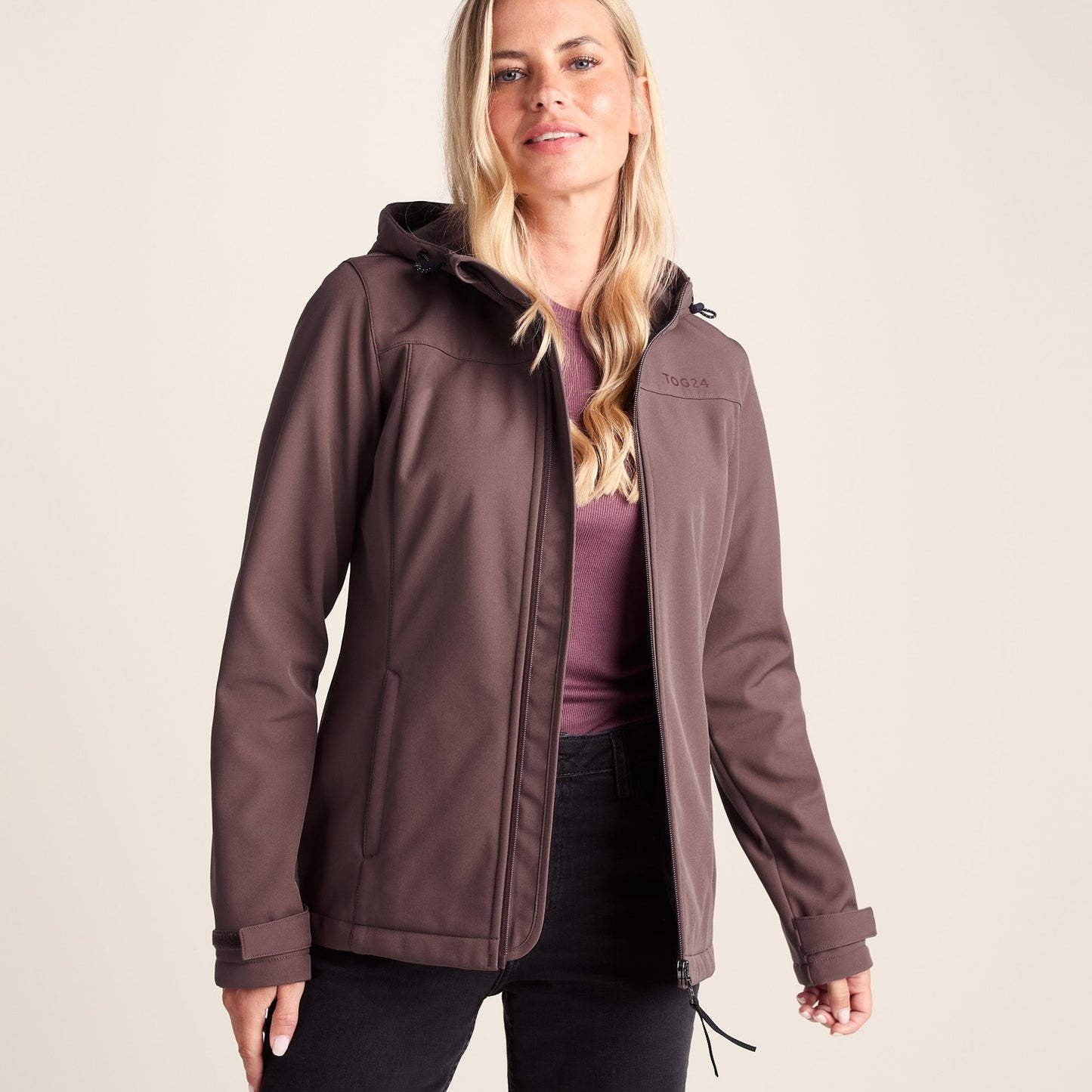 Keld Womens Shower Resistant Hooded Softshell Jacket - Dark Mauve