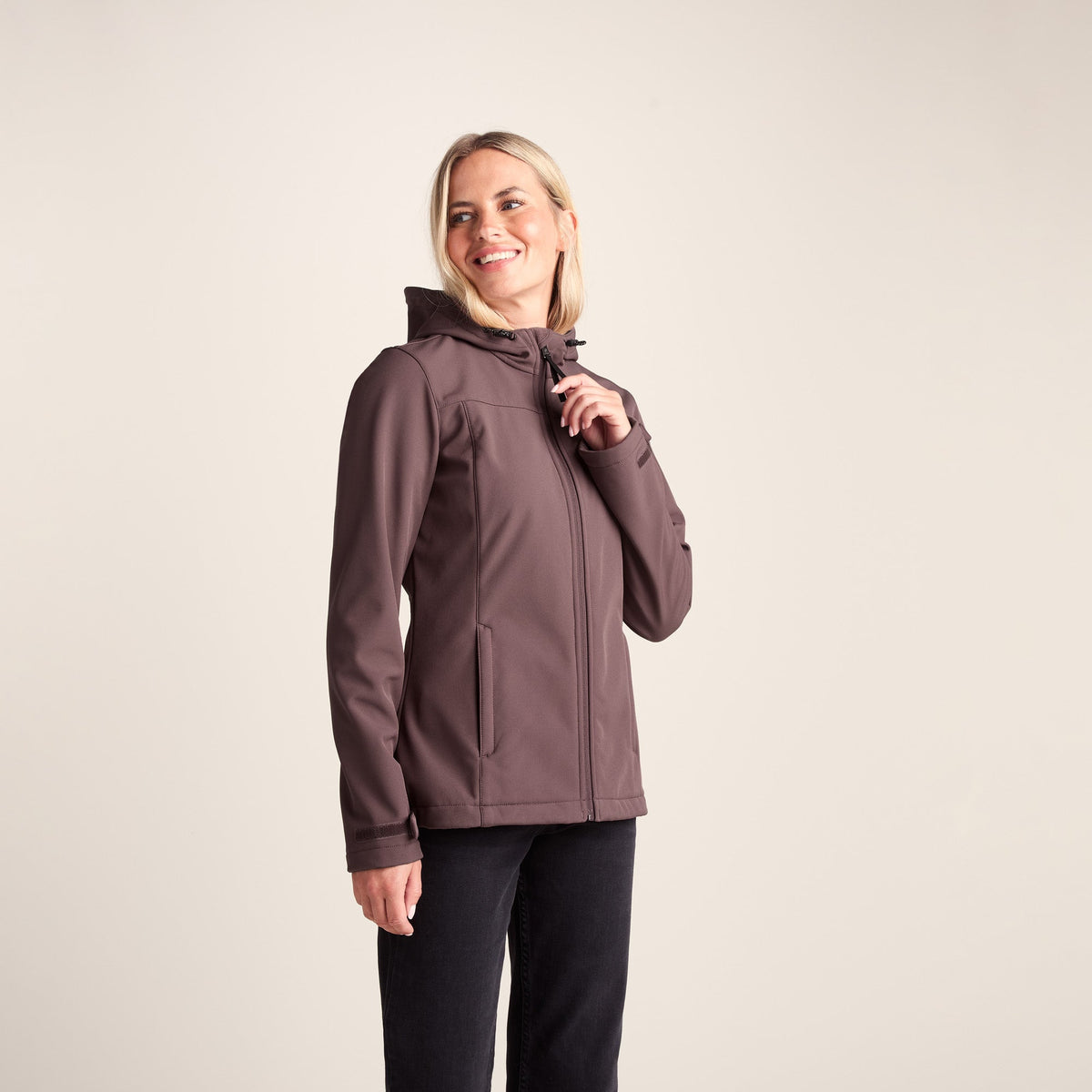 Keld Womens Shower Resistant Hooded Softshell Jacket - Dark Mauve