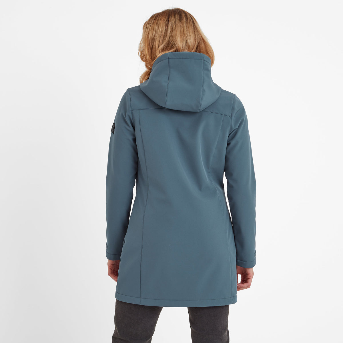 Keld Womens Long Shower Resistant Hooded Softshell Jacket - Blue Stone
